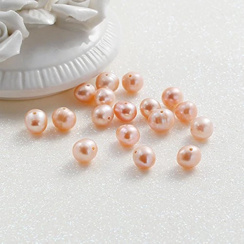 SEXY SPARKLES Pack of 10Pcs Peach Natural Freshwater Cultured Pearls 7-8mm Beads
