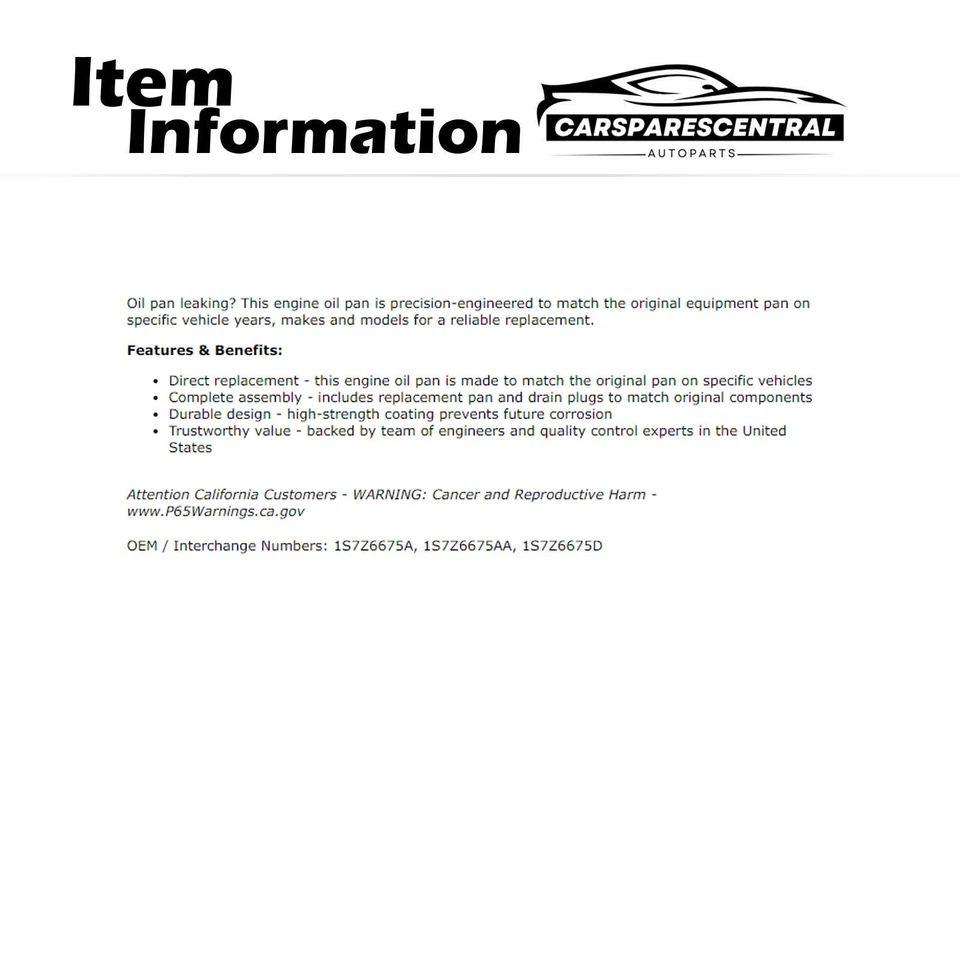 Cárter de aceite del motor para Ford Focus 2005-2011 Ford EcoSport 2004-2012 Foto 3 de 4