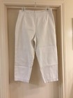Cache White Flat Front Cropped Capri Pants Back Zip Sz 8 — photo 1