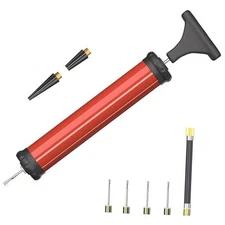  Portable Ball Pump,Air Pump Inflator Kit with Needle,Nozzle, Manual / Red