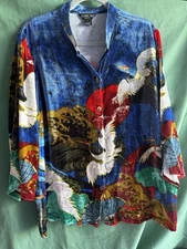 Citron Santa Monica Collection Velvet Blouse Women  Top  sz.XL