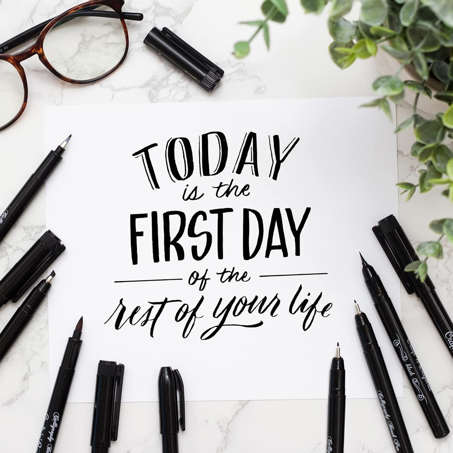 Calligraphy Brush Pens Pack of 10 Markers for Hand Lettering, Art Drawing, Sketc