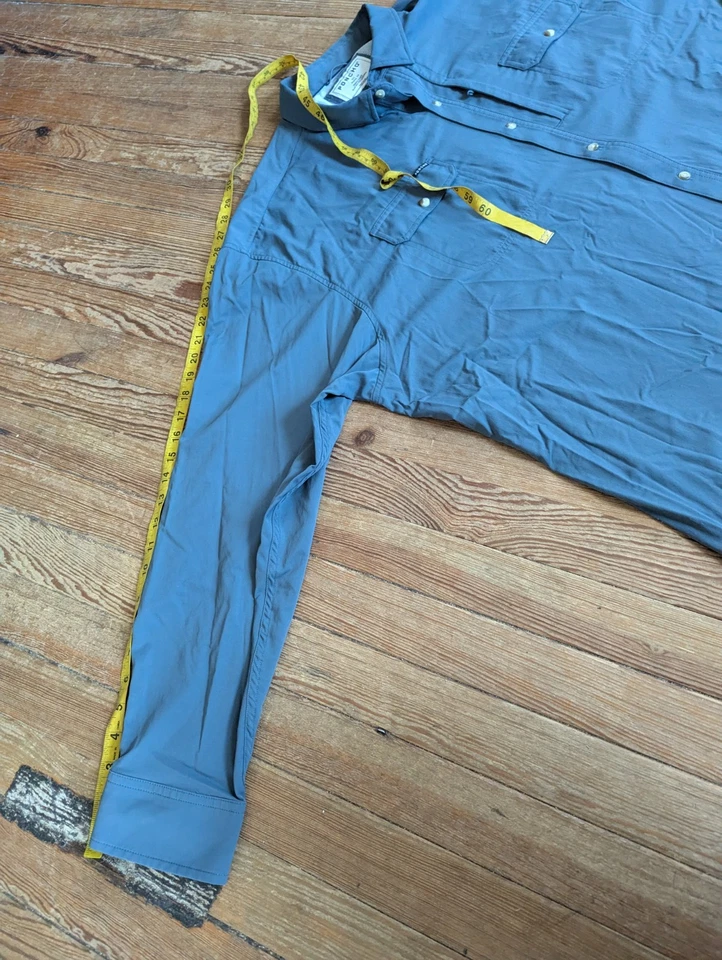 Poncho Fishing Shirt Mens Size 3XL Blue Long Sleeve Button Up Magnetic Pockets - Image 4 of 4