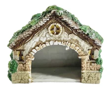 Vintage Brinn's Christmas Ceramic Lighted Stable Nativity 7"x9" Manger Tested