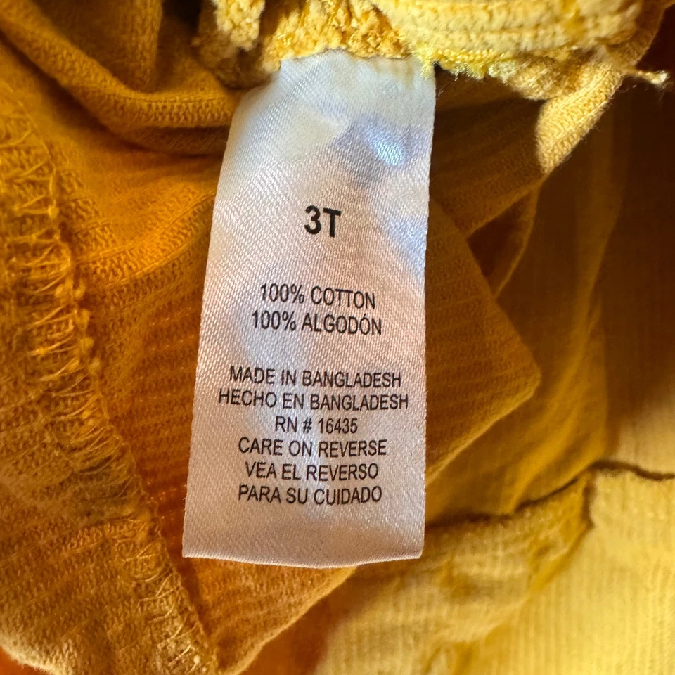 Girls Corduroy Dress 3T Yellow Sleeveless Outfit with Bow - Image 3 of 3