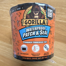 Gorilla Waterproof Patch & Seal Permanent Rubberised Tape Black 100mm Wide