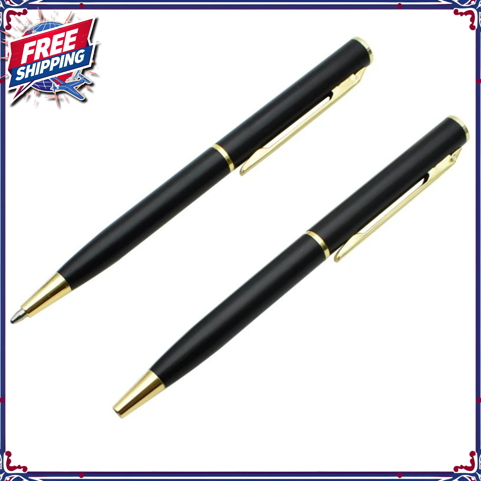 Metal Rotating Mini Pocket Ballpoint Pen Cute Small 0.7mm Black Blue Ink Writing