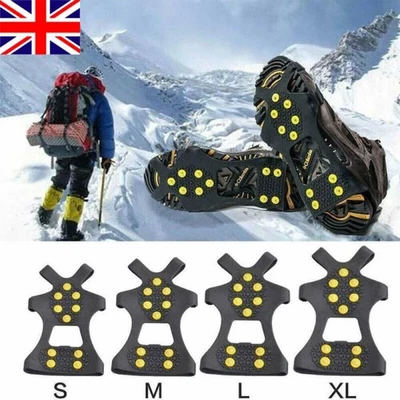 Ice Grippers Anti Slip Universal Snow Spikes Crampons Boot Shoes Grips Cleats UK