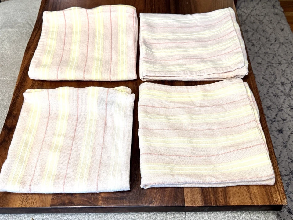 SET of 4 - Ralph Lauren Throw Pillow Cover 20" Yellow Peach Textured Zip Cotton - Image 4 of 4