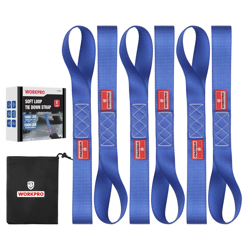 Loop Straps WORKPRO 6x Heavy Duty Soft Loop Tie Down Straps 1.6