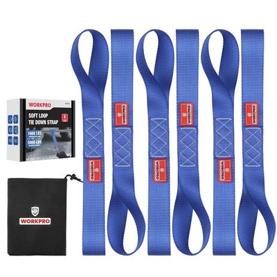WORKPRO 6x Heavy Duty Soft Loop Tie Down Straps 1.6''x17'' 5000lbs Break Strength