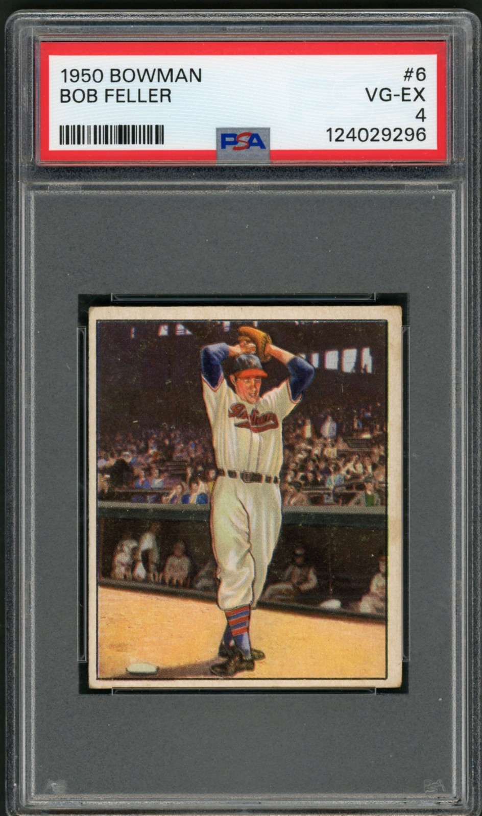 1950 Bowman #6 Bob Feller- Cleveland Indians PSA 4 VG-EX