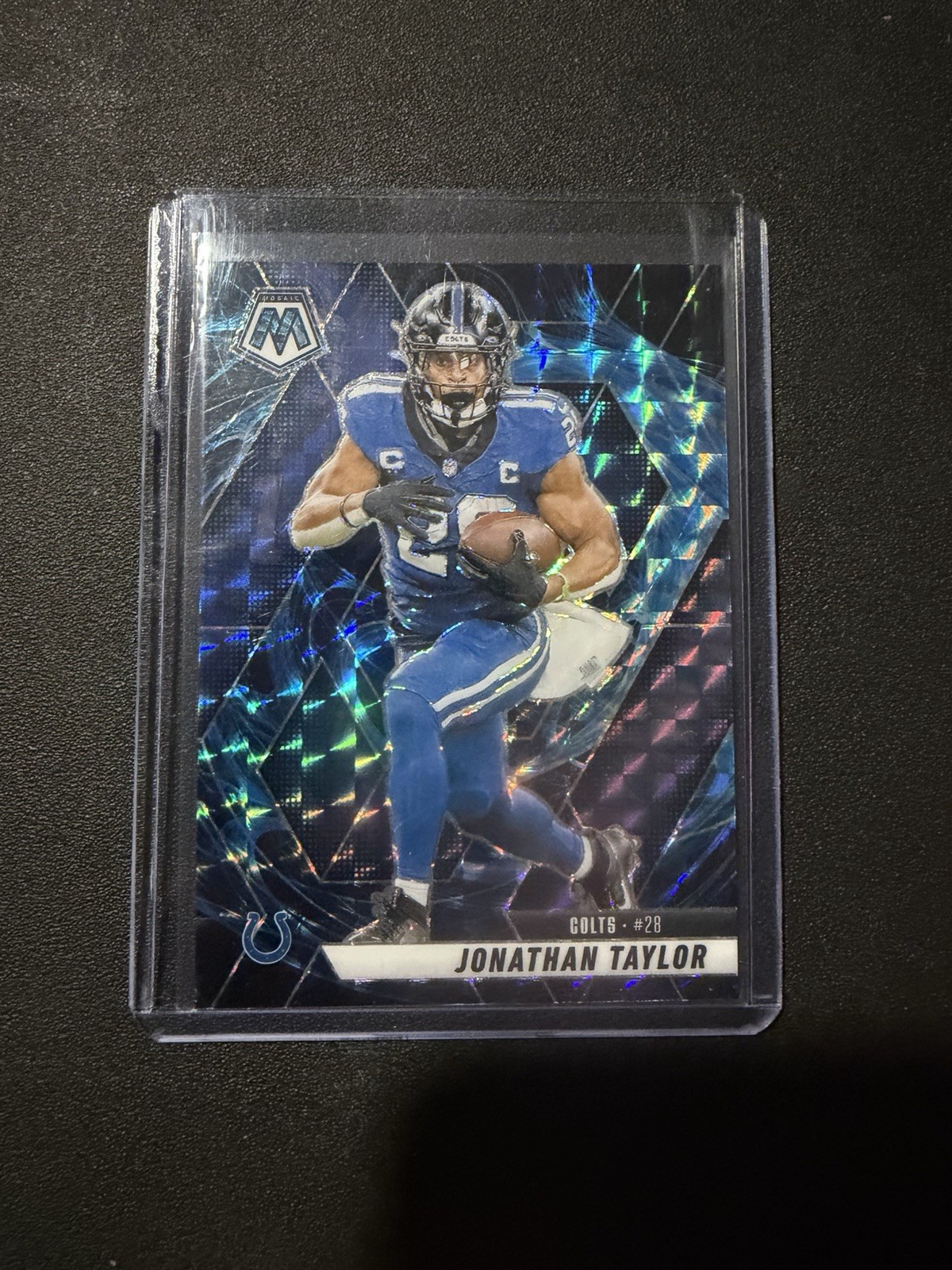 2025 Mosaic Football 235 Jonathan Taylor Mosaic Genesis Prizm Case Hit Colts