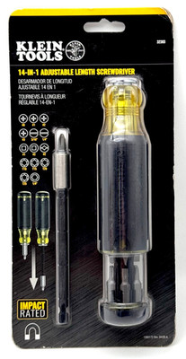 NEW Klein Tools 32303 14-in-1 Multi-Bit Adjustable Length Screwdriver ~ Free Sh.