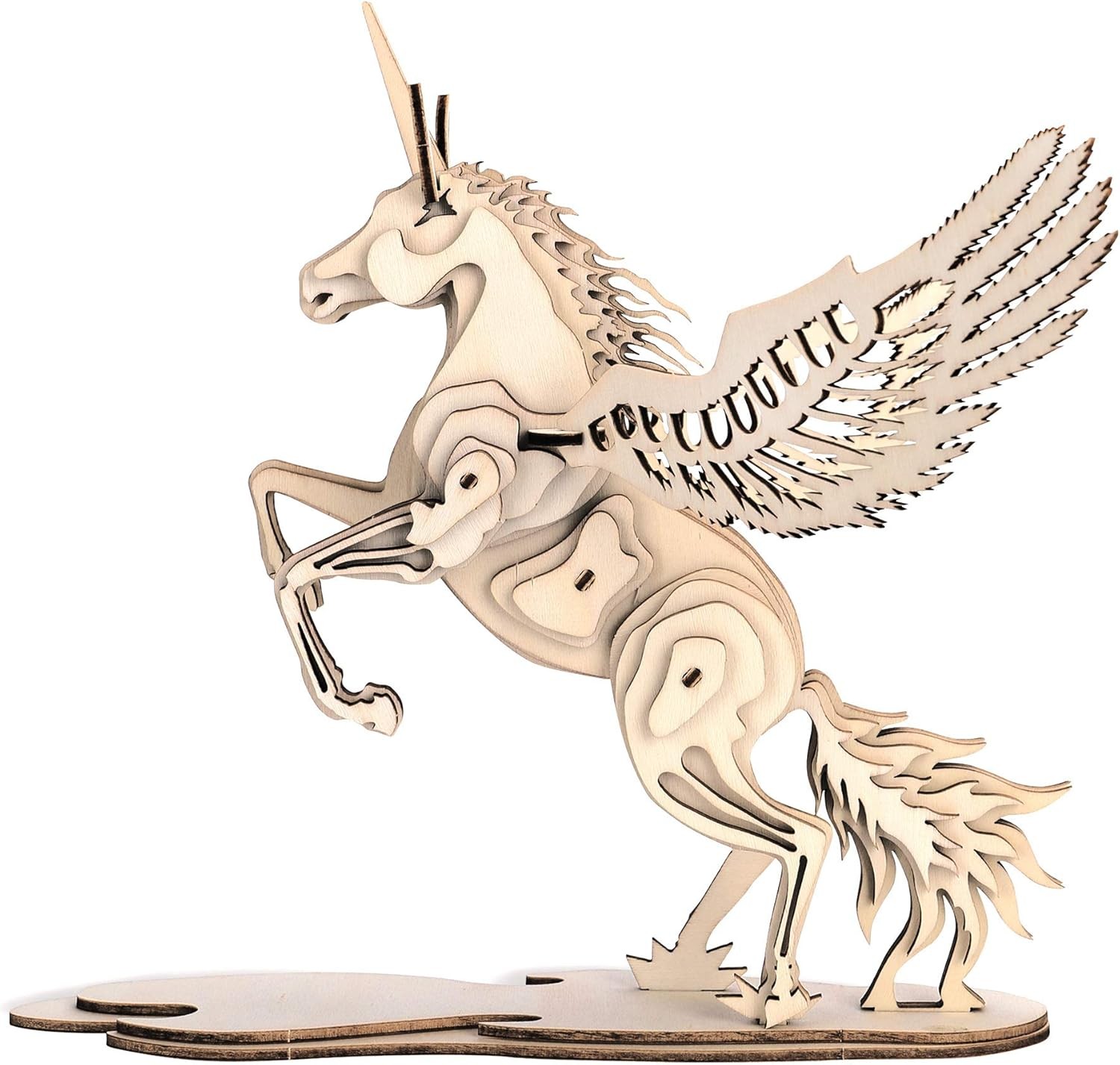 GuDoQi 3D Wooden Puzzle, Wood Unicorn Model Kits for Adults Teens to Build, Mak