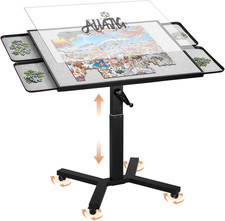 1500 Pieces Metal Jigsaw Puzzle Table, 24.92"X33.43", Tilting Rotating Jigsaw Pu
