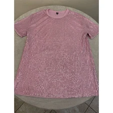 Shein Curve Women's Pink Sequin Shift Dress Size 2XL Party Cocktail