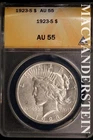 1923-S Peace Dollar- ANACS AU-55 Cleaned- No Reserve #SLA327