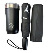 Mercedes Benz Compact Collapsable Mini Umbrella Tumbler Set Logo OEM, Black