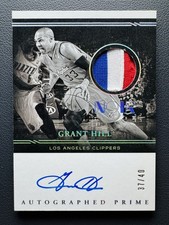 Parche automático Panini Noir Grant Hill 2020-21 autografiado Prime usado en juegos 37/40 patio