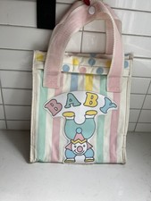 VTG Plastic Vinyl Pastel Baby Diaper Bag Clown Circus Stripes Dots 90s Rainbow
