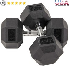 Rubber Hex Dumbbells 45lbs Pair Non-Slip Grip Multi-Weight Home Gym Training New