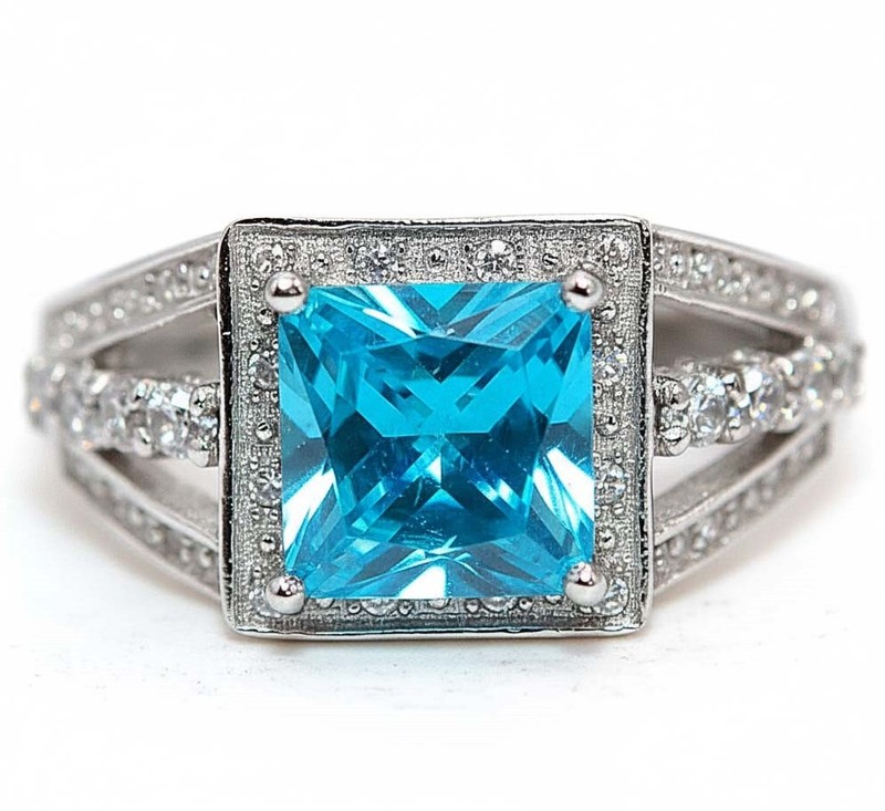 3CT Heat Treated Blue Topaz 925 Sterling Silver Ring Jewelry Sz 6 NF1-7