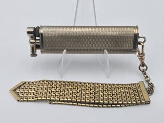 Vintage Dunhill Sylph Petrol Lighter Engine Turned 12K Gold Filled Pocket Fob...
