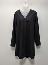 Express Shirt Dress Black Oversized Woman’s Roll Sleeves Size Large