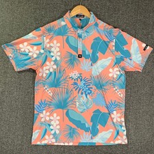 Bad Birdie Polo Men Extra Large Floral Performance Stretch Golf Preppy Modern