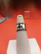 Pierścionek w stylu wstążki ze srebra próby ręcznie wykonany o szerokości 13 mm, 6,64 grama, rozmiar 6