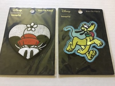 Loungefly Disney Pluto and Minnie Heart Flower Iron on Patches 3'' SEALED lot of2