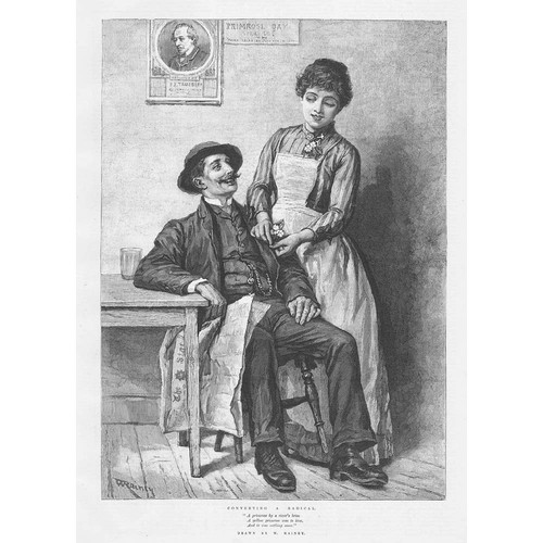WILLIAM RAINEY Converting a Radical - Antique Print 1889