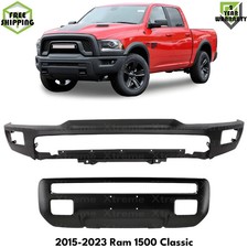 Front Bumper Primed Steel & Skid Plate Kit For 2015-2023 Ram 1500 Classic