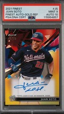 2021 Topps Finest - Finest Autographs Juan Soto #FA-JS Gold Refractor /50 PSA 9