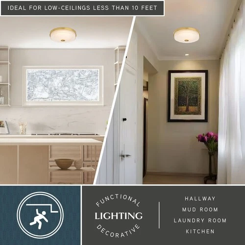 Vaxcel Lighting C0325 Preston 13"W LED Flush Mount Drum Ceiling - Brass - Picture 10 of 12