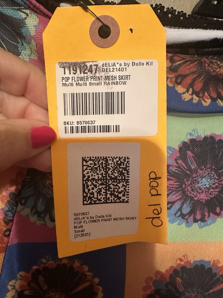 Falda Arco Iris Y2K dELiA*s Pop Flor Malla Capricho Hada Grunge NUEVA CON ETIQUETAS S Foto 2 de 2