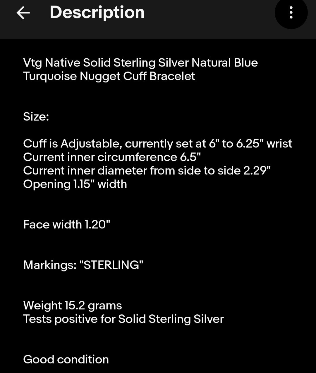 Vtg Native Solid Sterling Silver Turquoise Cuff B… - image 19