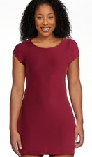 No Boundaries Junior's Merlot Short Sleeve Lightweight Bodycon Dress NWT L 12-14