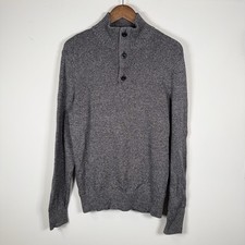 American Eagle Athletic Fit Sweater Mens Medium 1/4 Zip Button Mock Neck