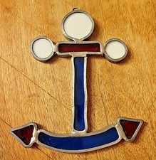 Vintage Sun Catcher Navy Anchor Stained Glass Suncatcher Vintage Window Decor