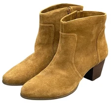 Sole Society Tan Brown Suede Leather Western Side Zip Ankle Bootie Women 11B/41