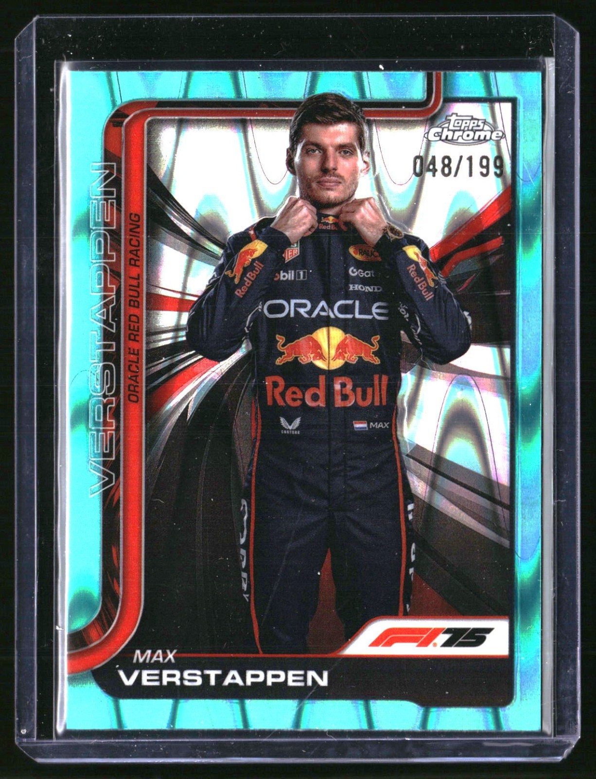 2025 Topps Chrome Formula 1 F1 Max Verstappen Portrait Aqua RayWave 048/199 #1
