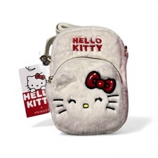 Hello Kitty Plush White Phone Holder Crossbody Bag Purse NWT
