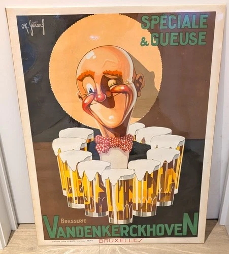 Old advertising poster Brasserie Vandenkerckhoven "Signed OK Gerard" VGC