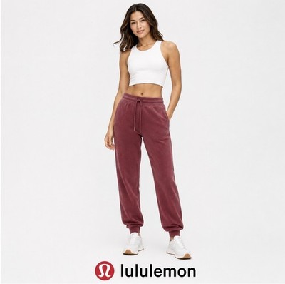 Lululemon Scuba Joggers Pink Burgundy High Rise Relaxed Cozy Athleisure Women 0