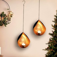 Metal Wall Sconces Tealight Candle Holders Wall Hanging Set of 2  Home Décor