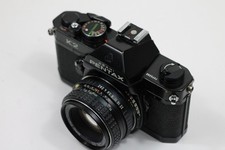 BLACK Pentax Asahi K2 35mm Film Camera  50mm f/2 Lens TESTED BAD HOTSHOE /1073