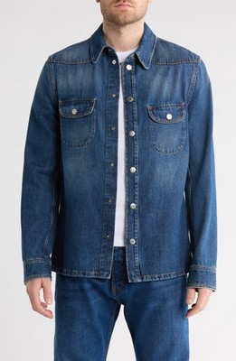 Off-White c/o Virgil Abloh Mens Arrow Embroidered Skinny Denim Shirt Blue Size S