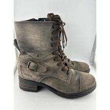 Taos Crave Women's Brown/Gray Suede Lace Up Buckle Zip Ankle Boots Size 38 EUR